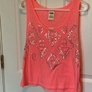 Victoria’s Secret Pink Aztec Tribal Sequined Muscle Tank